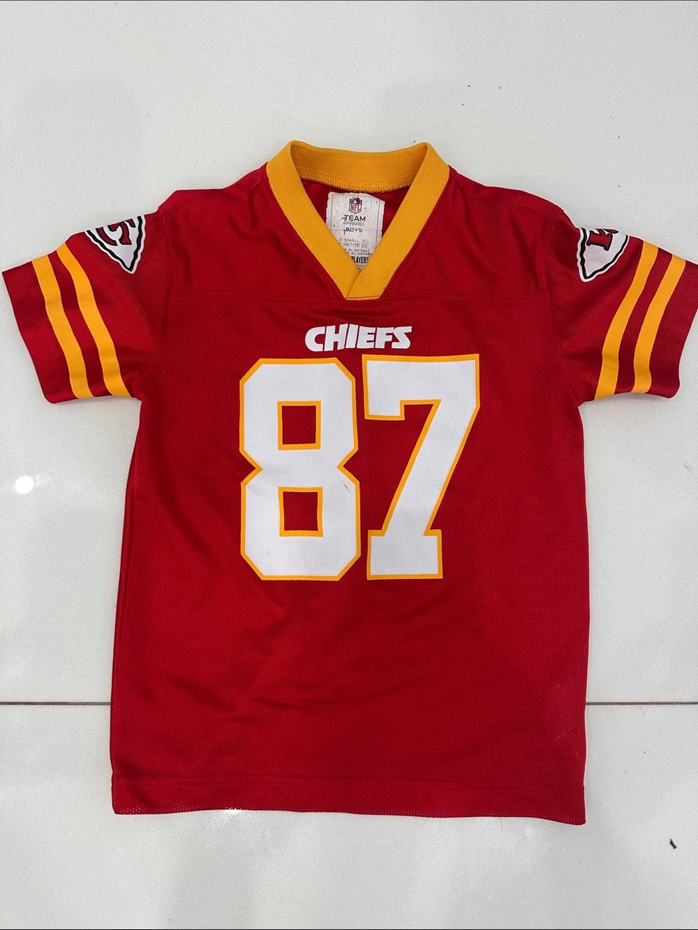 Kids Chiefs #87 Red Football Jersey Top